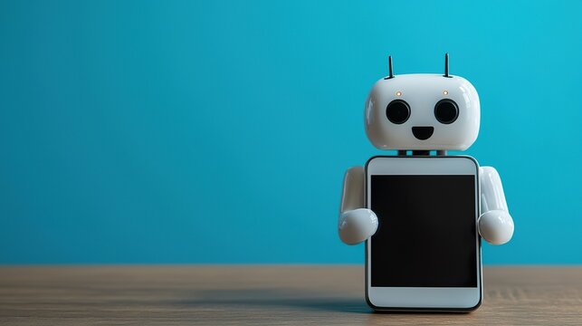 AI-powered virtual assistant on a smartphone, speaking with a user, natural language interaction, personalized support.