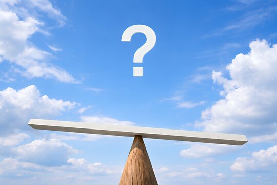 天秤にかける未来への選択肢白い疑問符が示す可能性と課題