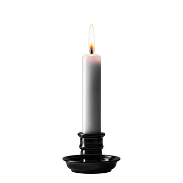 Black taper candle, isolated on transparent background