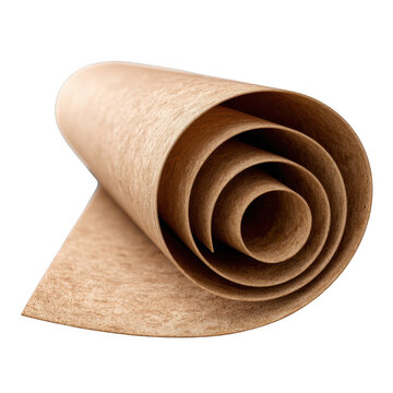 Brown kraft paper roll, isolated on transparent background
