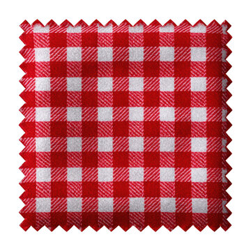 Red plaid fabric swatch, isolated on transparent background