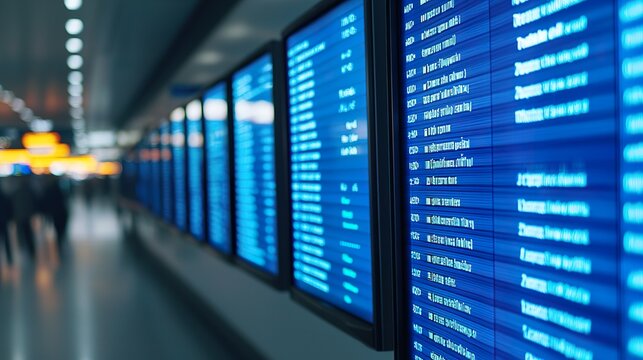 Airport departure board split-flap display, changing letters, mechanical sound,