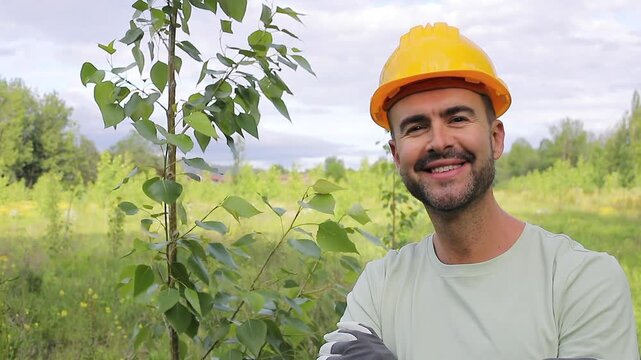 Landowner smiling next to Poplar Tree on His Plantation 