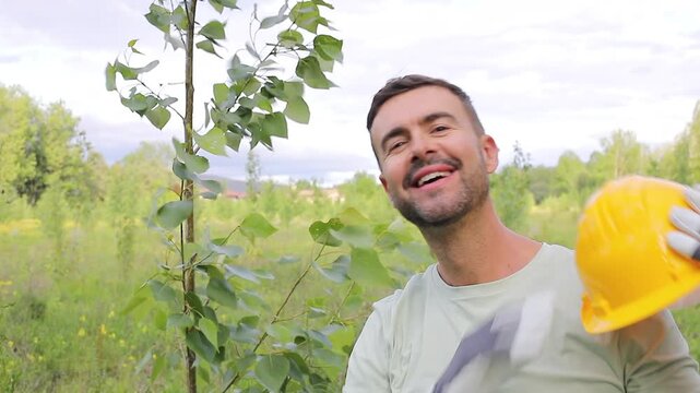 Landowner smiling next to Poplar Tree on His Plantation 