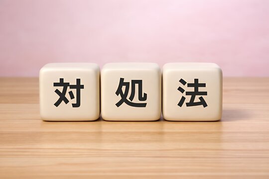 「対処法」の文字ブロックを並べた概念的な問題解決のヒント