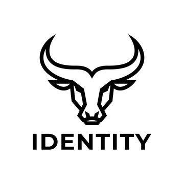 Geometric bull head line art logo.