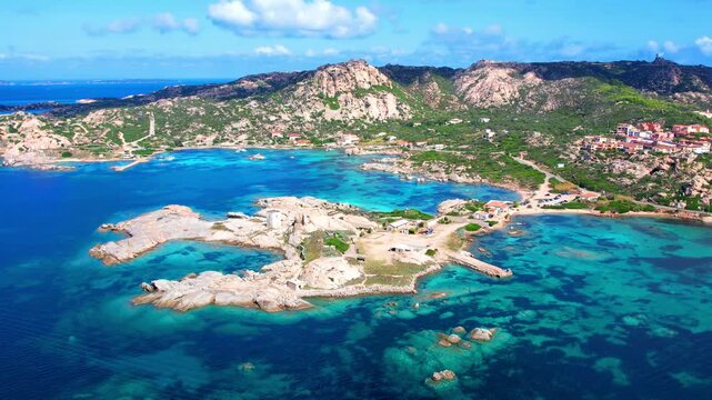 Sardinia La Maddalena island Italy seacost aerial view
