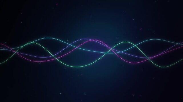 Seamless Abstract Neon Waves Flowing on Dark Background