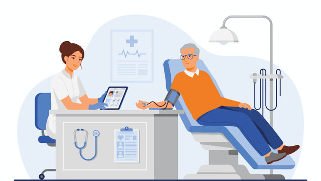 Medical consultation and healthcare physical examination for senior with healthcare physician examination consultation hospital diagnostic appointment