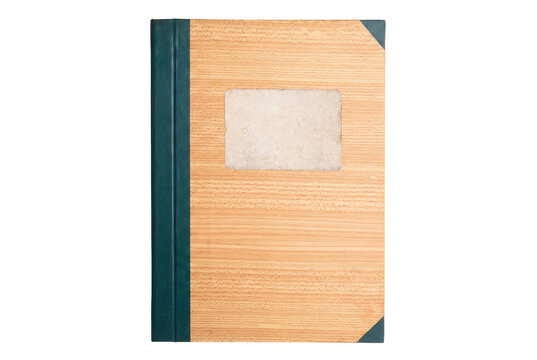 Vintage Wood Grain Pattern Ledger Book with Teal Spine and Corner Accents
