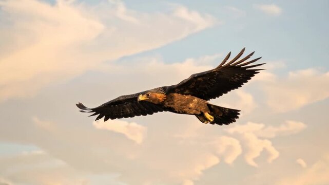 golden eagle flying close up in denali national park alaska morning light video