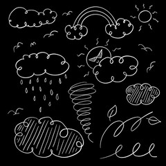 Obraz premium forecast vector illustration of a set of hand drawn doodles