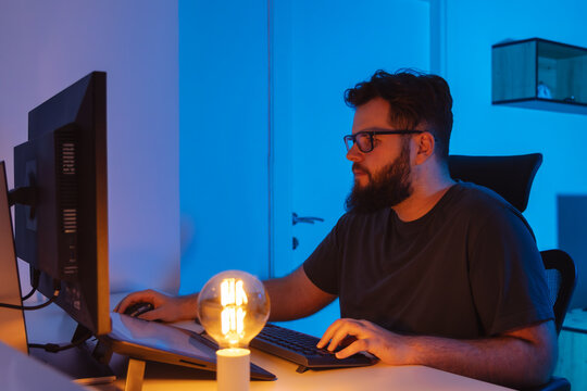 The man working on a computer