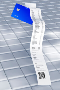 Premium Credit Card and Long Receipt in Digital Payment Concept