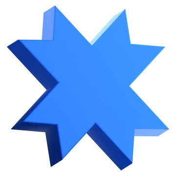 3D Blue Star Ribbon Shape Icon Illustration