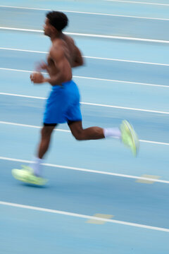 Motion blur photo of man running