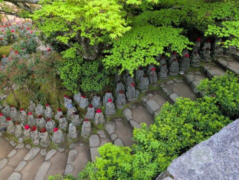 Jizo Statues with Red Caps at Daisho-in Temple Miyajima Island