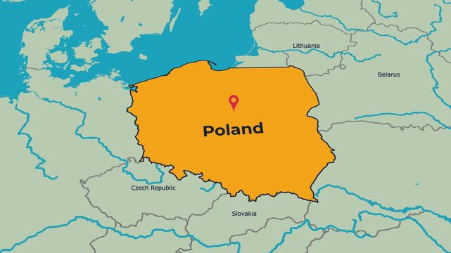 Poland Map Animation Locator Zoom 4K Motion Graphic
