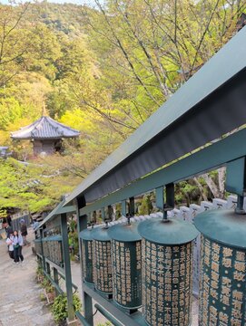 Miyajima Island Prayer Wheels and Temple Pagoda Japan