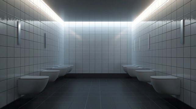 Self-cleaning public toilet with automated features, sleek design, hygienic urban solution, modern convenience.
