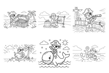Obraz premium Cartoon rockets planets and astronaut illustration on a white background