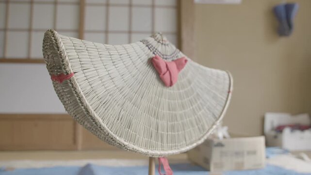 Traditional Bon Odori Hat on Display Indoors in Ugo Town Akita Prefect