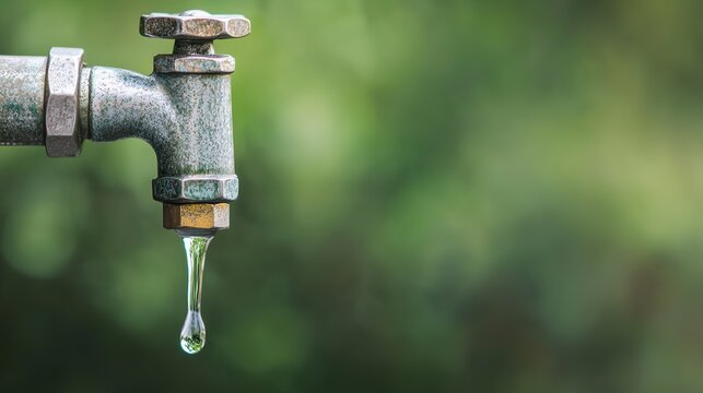 Water faucet dripping, water conservation, precious resource