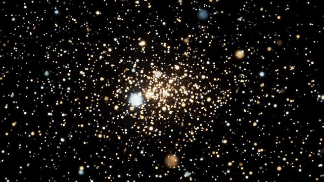 Stunning view of a dense globular star cluster in deep space with bright shining stars against a dark cosmic background