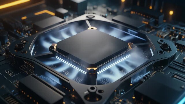 Advanced computer processor and motherboard with modern cooling system for high-performance computing