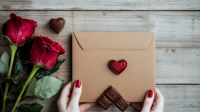 Valentine's Day card handwritten message, elegant script, subtle ink,