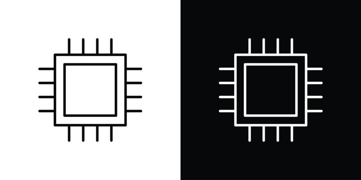 CPU icon line logos series