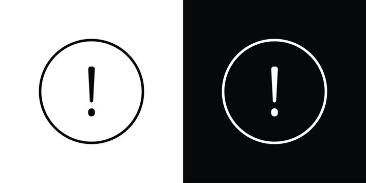 Exclamation button icon line logos series