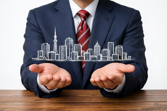 未来都市を両手に創造するビジネスマンの成長戦略