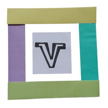 Vector icon of letter v with purple and green gradient background