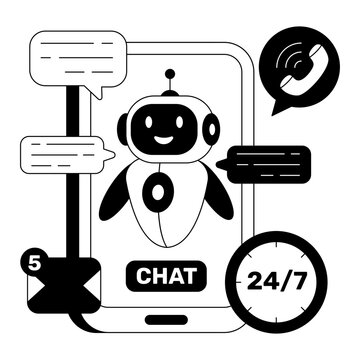 Editable design illustration of chatbot assistant 