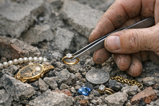 A person is carefully considering cutting or altering jewelry, perhaps for repair or alteration