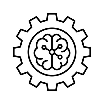 Artificial intelligence gear icon vector machine learning in technology.