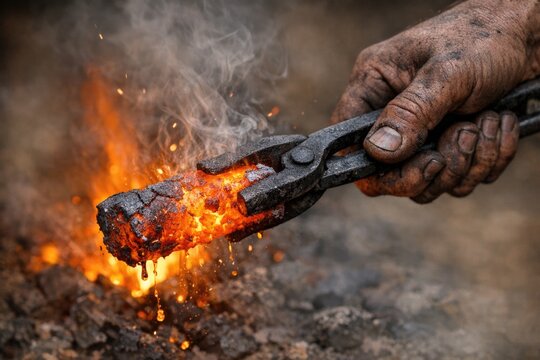 A person holding a pair of tongs over an open flame, perfect for cooking or camping scenes