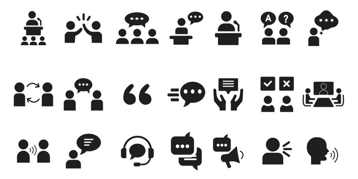 Set of communication and business meeting icons Vector