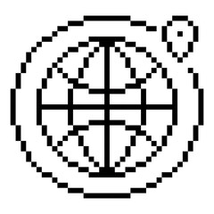 Fototapeta premium Geolocation Pixel Art Line Icon, GPS Location Pin and Navigation Symbol