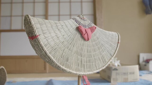 Traditional Bon Odori Hat Displayed Indoors in Ugo Town Akita Prefectu