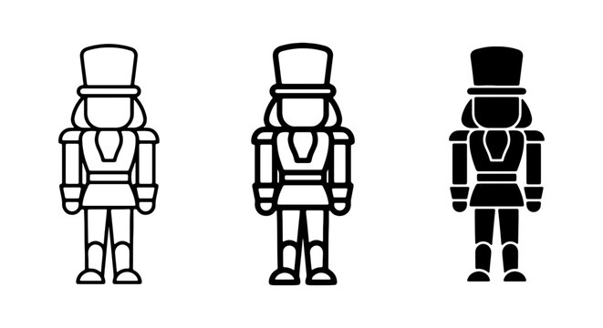 Nutcracker Icons, Festive Soldier Graphics, Christmas Character Vector Set