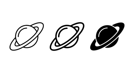 Saturn Planet Icons, Space Celestial Body Symbols, Cosmic Ringed Globe Graphics © black man