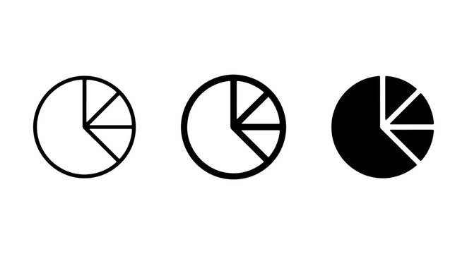 Pie Chart Icons, Data Visualization Symbols, Simple Circle Graphs, Business Analytics Elements