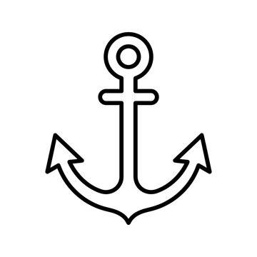 Maritime anchor icon design featuring simple black line art for logo usage.