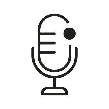 Modern podcast mic with notification dot icon on transparent background.