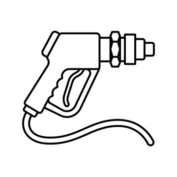 Pressure washer spray gun icon outline isolated on transparent background.