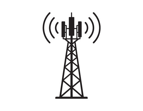 Cell tower silhouette vector design on a white background communication infrastructure