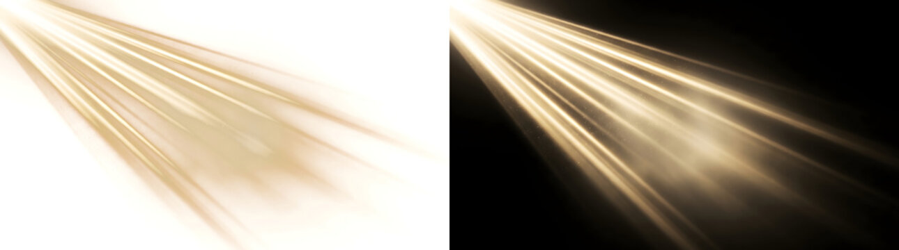 Golden light rays shining diagonally through soft dust particles with warm glowing streaks creates a heavenly PNG, Transparent and Black Background Versions design for spiritual cinematic projects