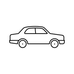 Fototapeta premium Sleek sedan car side view outline icon on transparent background.